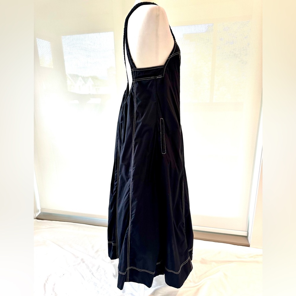 Free People Black Maxi Dress with White Stitching & Open Back - Picture 5 of 10